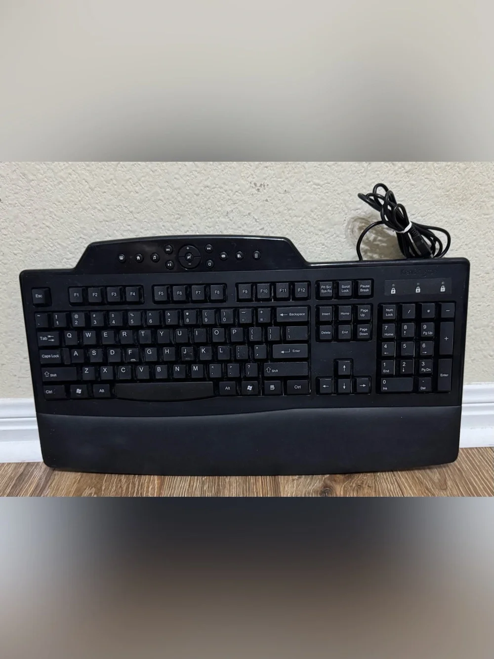 Black Wired Multimedia Keyboard with Palm Rest